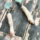 Chalcedony and Pearl Earrings