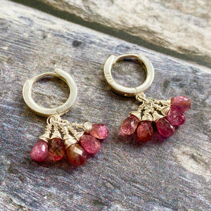 Pink Sapphire Drops Huggie Hoops