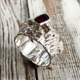 Garnet Bark Ring