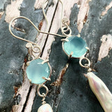 Chalcedony and Pearl Earrings