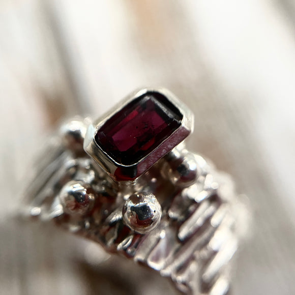 Garnet Bark Ring