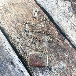 Antique Vesta Case and Paperclip Necklace