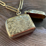 Antique Vesta Case and Trombone Link Necklace