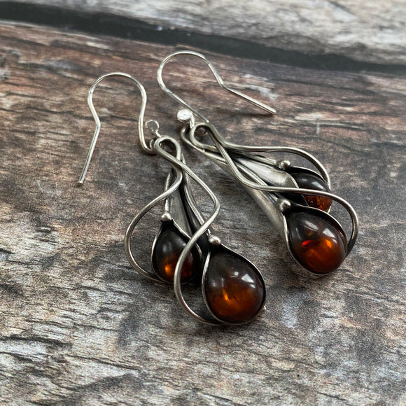 Vintage Art Nouveau Amber Earrings