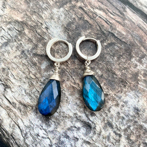 Labradorite Huggie Hoops