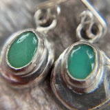 Recycled Silver Chrysoprase Drop Earrings